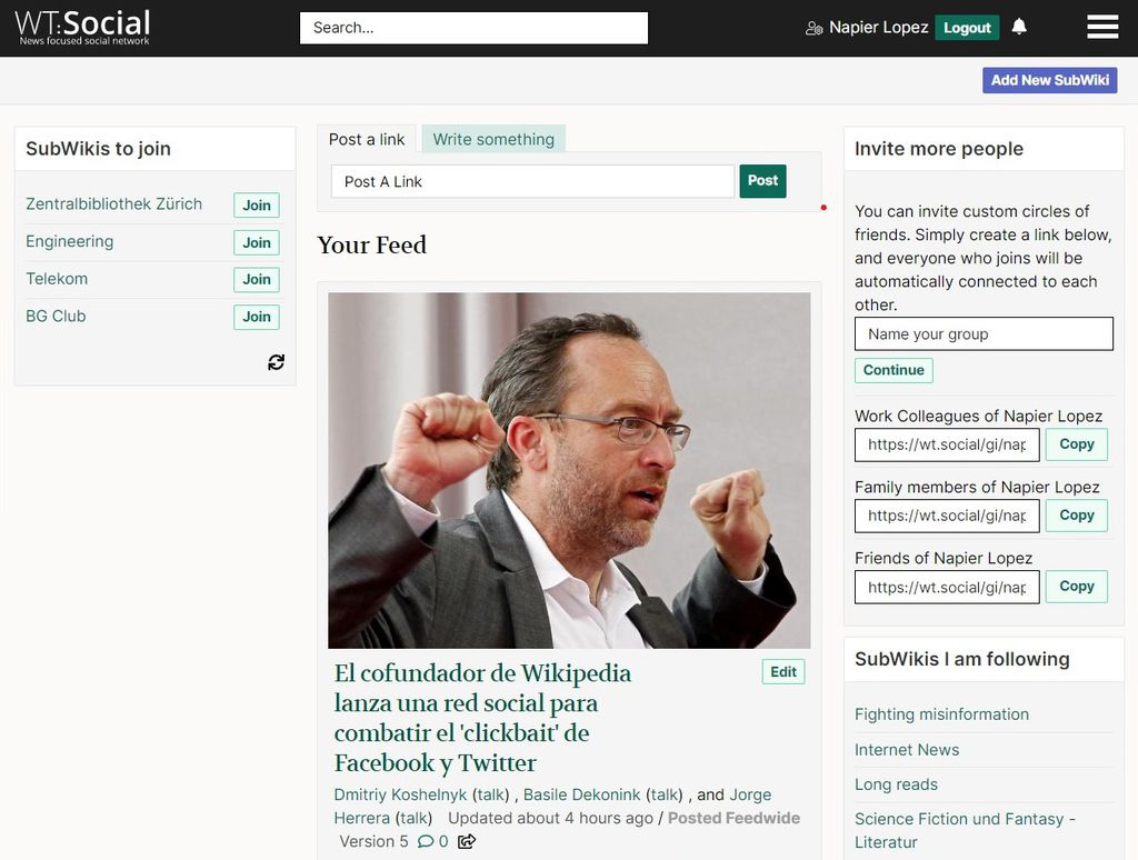 Co-fundador da Wikipedia lança rede social livre de anúncios