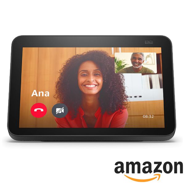 Assistente de Voz Amazon Smart Speaker Show8 Preta Alexa Display HD 8" função câmera monitoramento 13mp [CUPOM EXCLUSIVO]