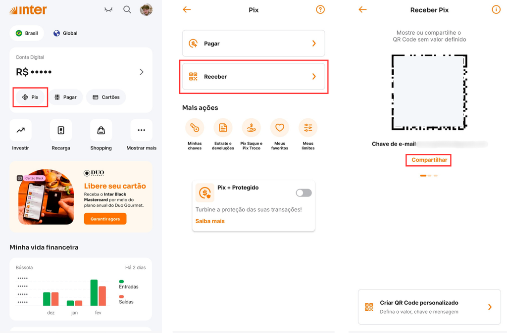 Como gerar QR Code para receber via Pix no Inter (Imagem: Captura de tela/Bruno De Blasi/Canaltech)