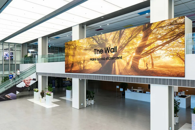 Samsung lançou a nova geração da The Wall em 2021, painel com mais de mil polegadas (Imagem: Divulgação/Samsung)