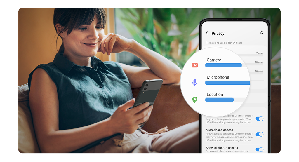 Será possível ver cada recurso usado por um app, o que deve dar mais controle sobre privacidade ao usuário (Imagem: Reprodução/Samsung)