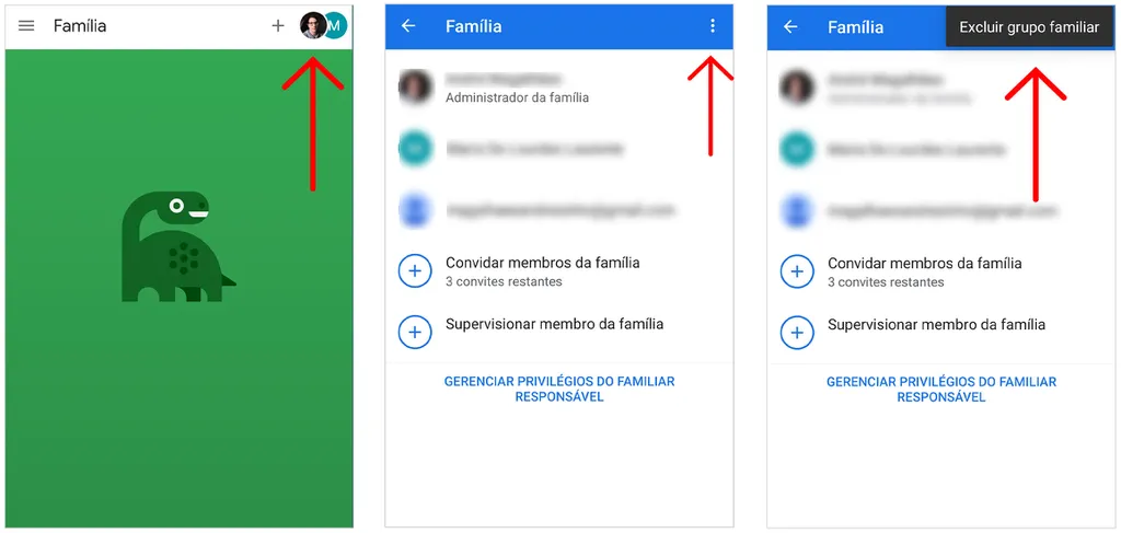 Siga os passos para remover o grupo do Family Link e desativar qualquer controle parental (Captura de tela: André Magalhães)