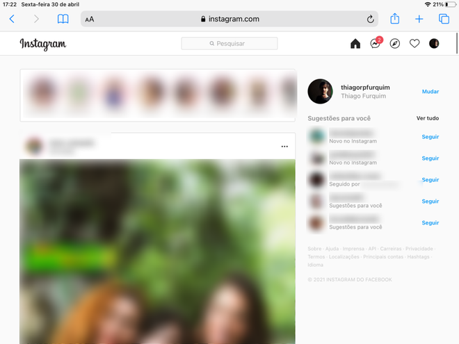 Insira o ícone do Instagram na tela inicial do iPad - Captura de tela: Thiago Furquim (Canaltech)