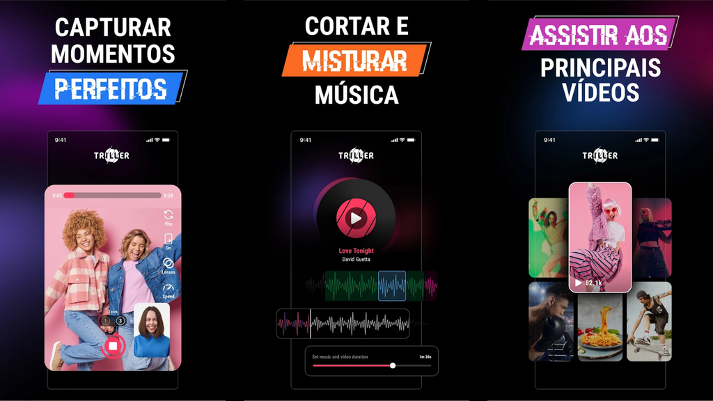 Trille tem aba para músicas em alta no app (Imagem: Reprodução/Play Store)