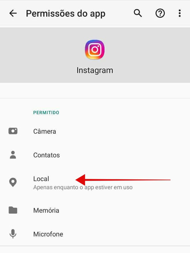 Entre nas configurações de permissões do Instagram no Android / Captura de tela: Bruno Salutes (Canaltech)