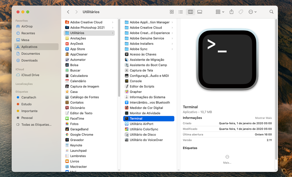 Abra o app Terminal no Mac - Captura de tela: Thiago Furquim (Canaltech)