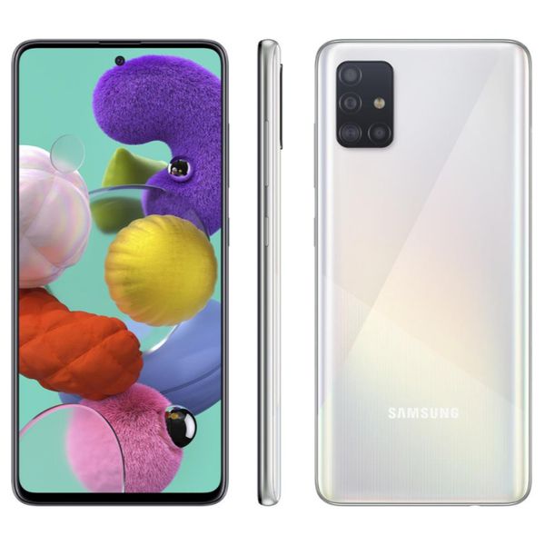 Smartphone Samsung Galaxy A51 Branco 128GB, Tela Infinita de 6.5", Câmera Traseira Quádrupla, Leitor Digital na Tela, Android e Processador Octa-Core