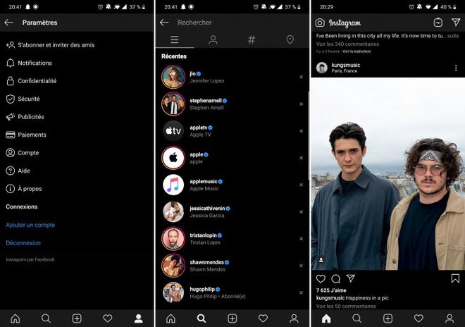 Modo escuro do Instagram no Android 10 (Imagem: Android Police)