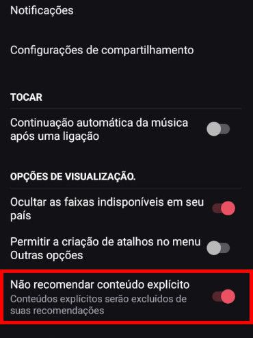 Habilite a função de "Não recomendar conteúdo explícito" (Captura de tela: Matheus Bigogno)