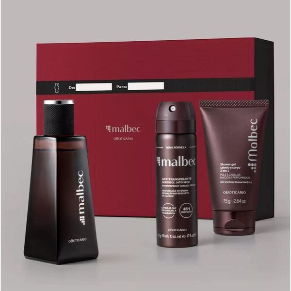 PARCELADO | Kit Presente Malbec Masculino Boticário (3 Itens) | CUPOM