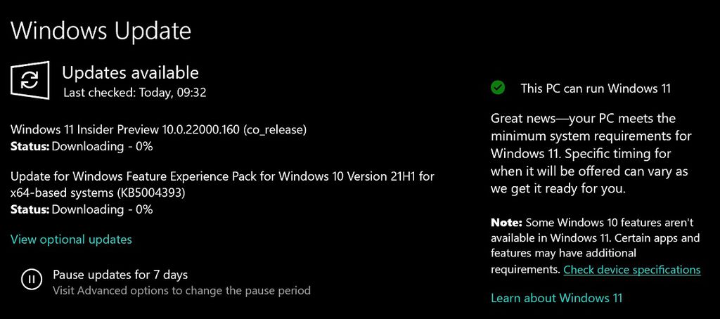 O aviso de compatibilidade foi adicionado à direita das informações de atualização do Windows Update (Imagem: Reprodução/Windows Latest)