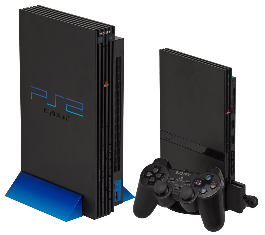 As duas versões do PS2: o original e o Slim (Foto: Reprodução/Evan-Amos)