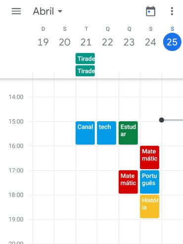 O Google Agenda permite marcar um calendário com todas as atividades escolares (Captura de tela: Matheus Bigogno)