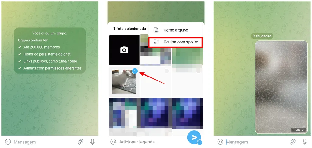 Como marcar fotos e vídeos como spoiler no Telegram