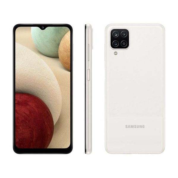 Smartphone Samsung Galaxy A12 64GB Branco 4G - Octa-Core 4GB RAM 6,5” Câm. Quádrupla + Selfie 8MP