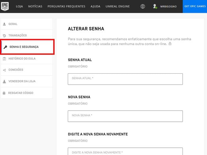 Como mudar ou recuperar senha da conta Epic Games - Canaltech