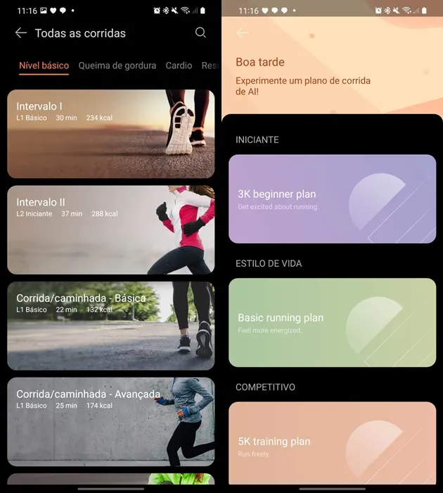 Programa de treino específico de corrida do aplicativo Saúde (Imagem: Captura de tela/Diego Sousa/Canaltech)