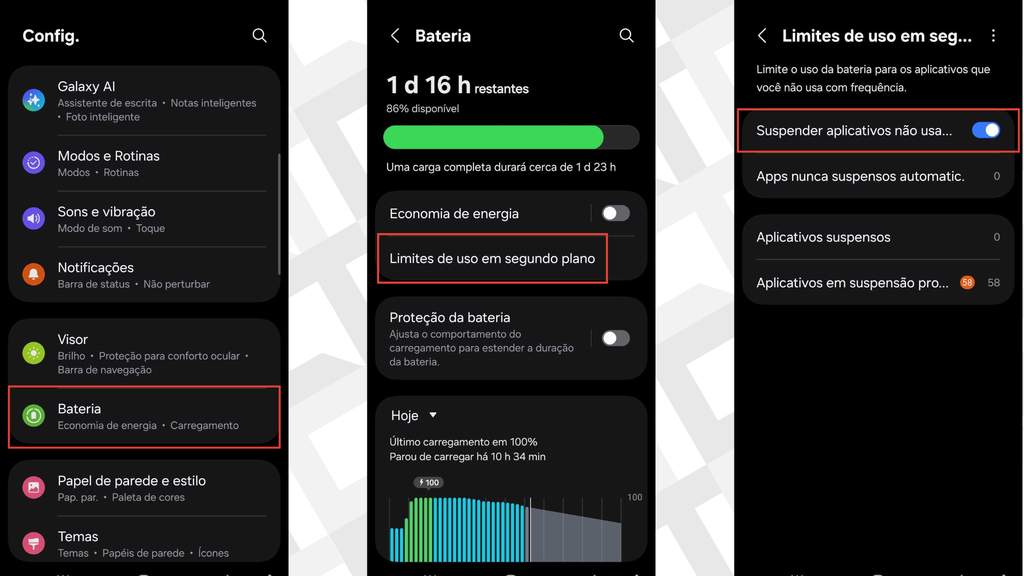 Passos para desativar apps em segundo plano