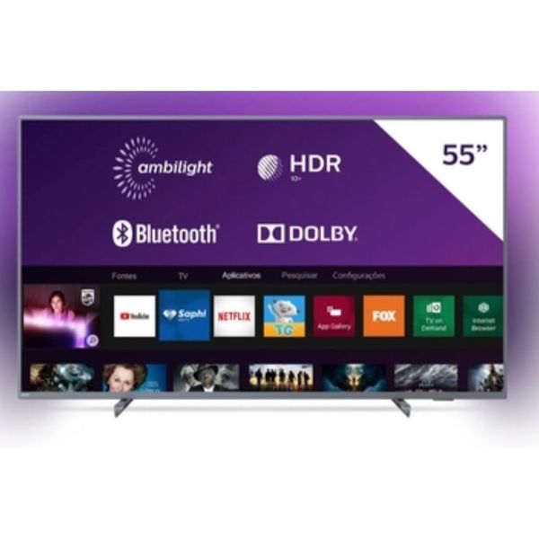 Smart TV LED 55'' Philips 55PUG6794 4K Ultra HD AMBILIGHT 3 lados HDR10 ...