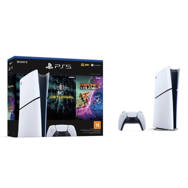 PRÉ VENDA | Console PlayStation 5 Slim, Edição Digital, Branco + 2 Jogos - 1000038914 | CUPOM