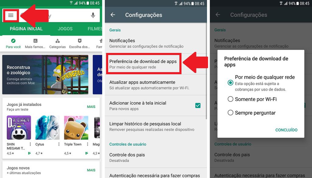 Google Play Store agora permite definir preferência de download por conexão