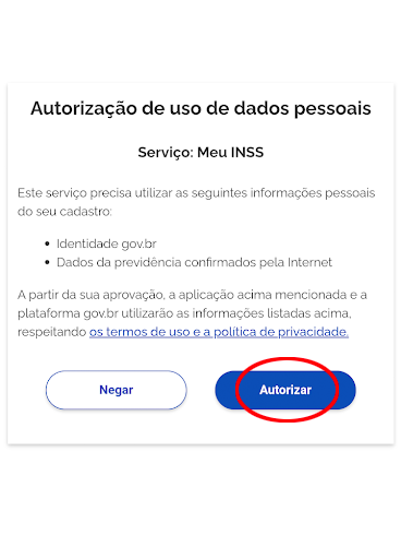 Autorize o uso de informações de cadastro (Imagem: André Magalhães/Captura de tela))