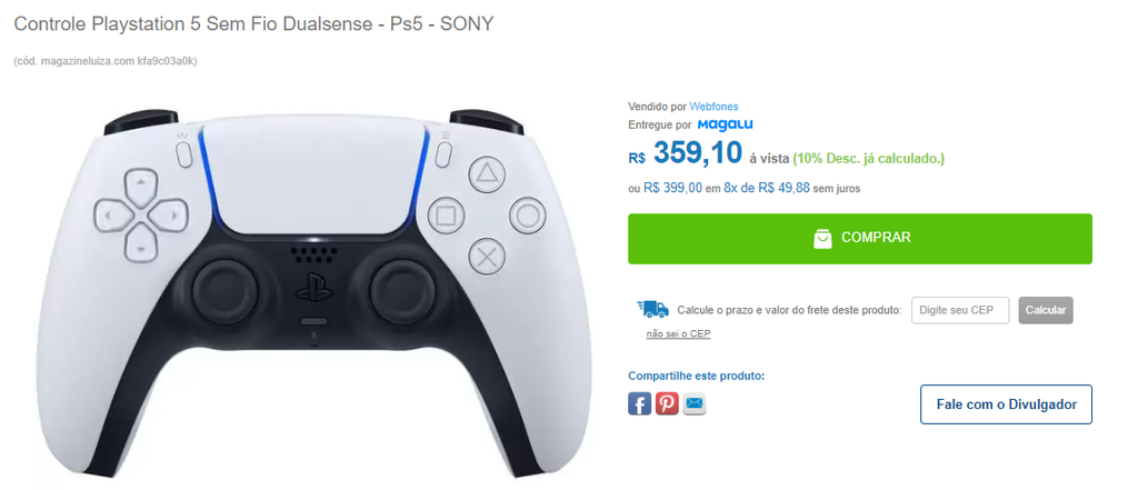 🎮 COM CUPOM  Controle DualSense de PS5 está muito barato no Magalu -  Canaltech