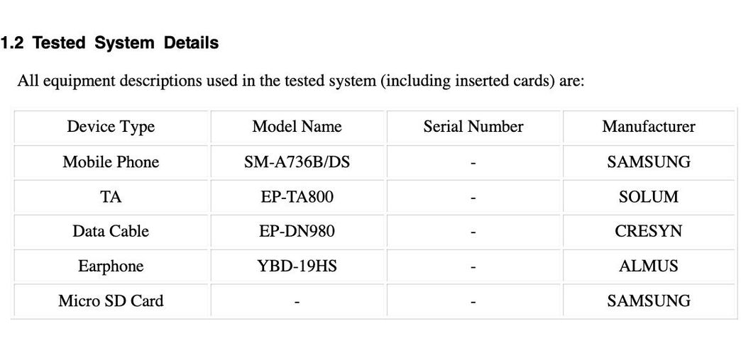 Samsung Galaxy A73 5G no FCC