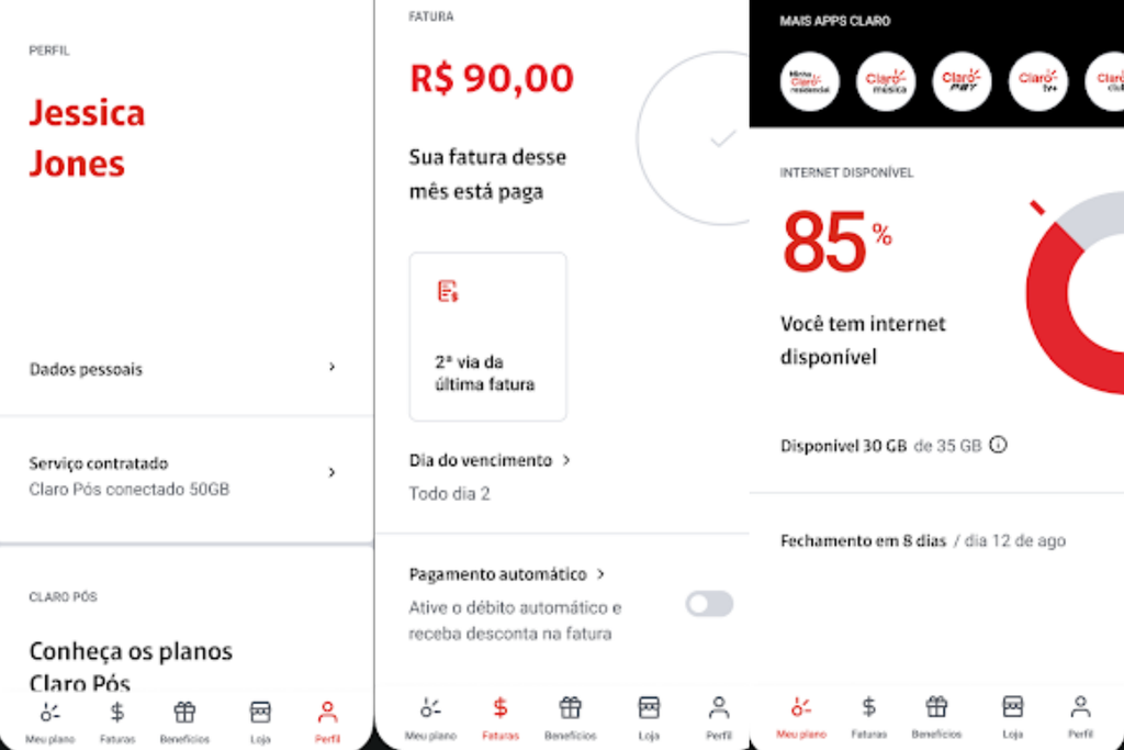 App Minha Claro permite ver o saldo da conta (Imagem: Divulgação/Claro)