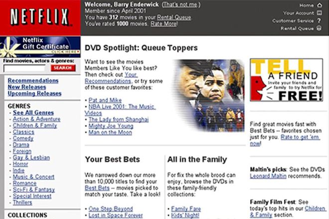 Netflix.com em 1998 (Imagem: Reprodução / Netflix)