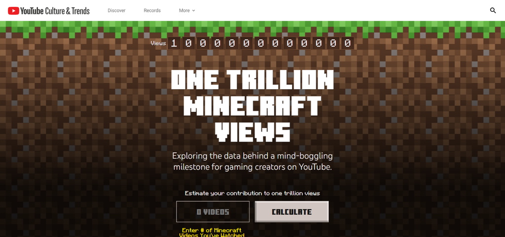 Página especial do Minecraft (Imagem: Reprodução/Youtube Culture & Trends) 
