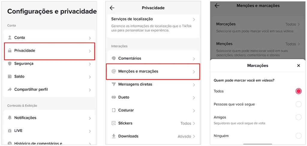 Use os ajustes de privacidade para controlar notificações por spam (Imagem: Captura de tela/André Magalhães/Canaltech)