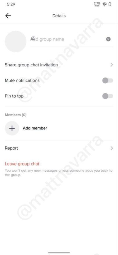 O recurso de chats em grupo é semelhante ao existente no Whatsapp e no telegram (Imagem: Reprodução/Matt Navarra)