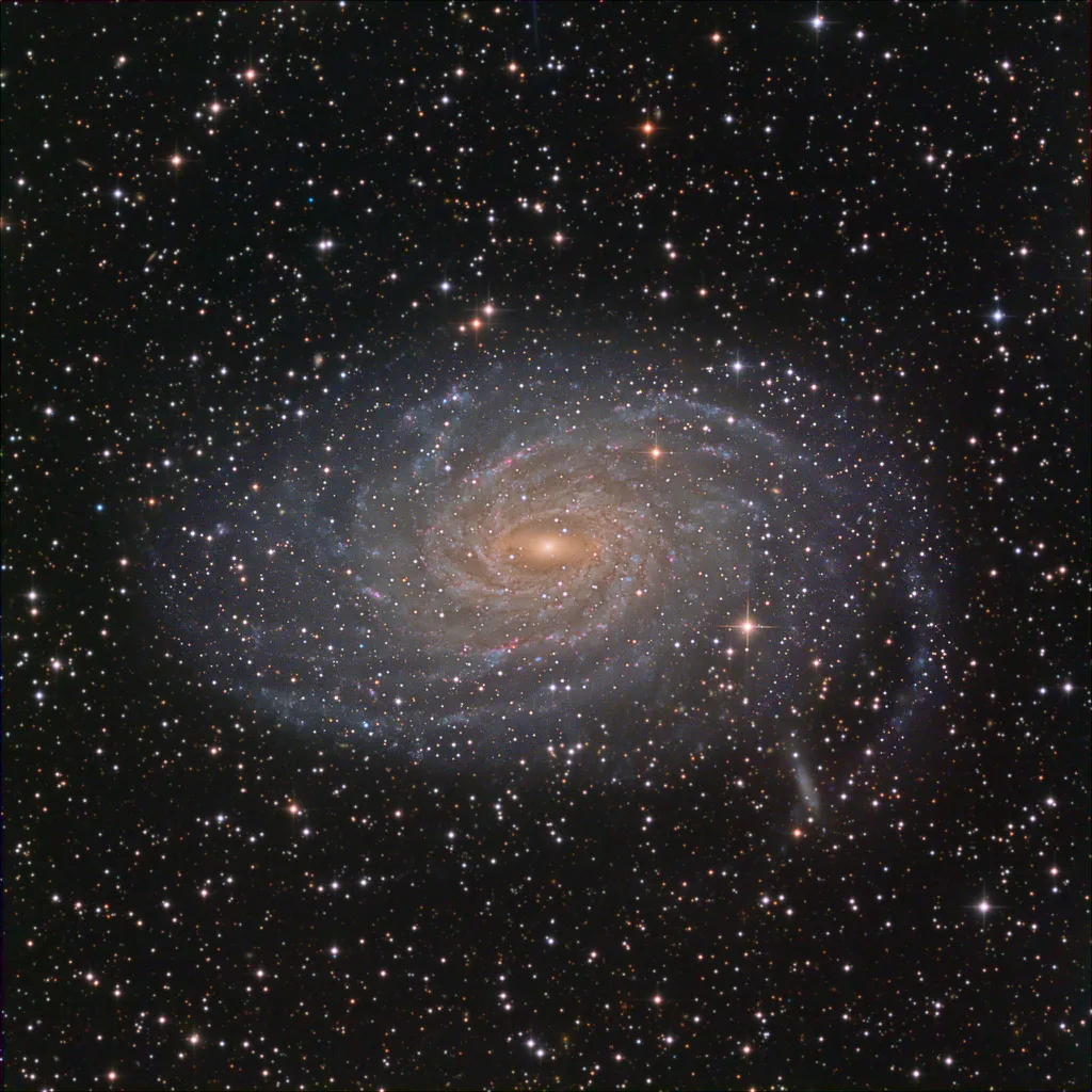A galáxia espiral NGC 6744 tem quase 175 mil anos-luz de extensão (Imagem: Reprodução/Basudeb Chakrabarti, Telescope Live)