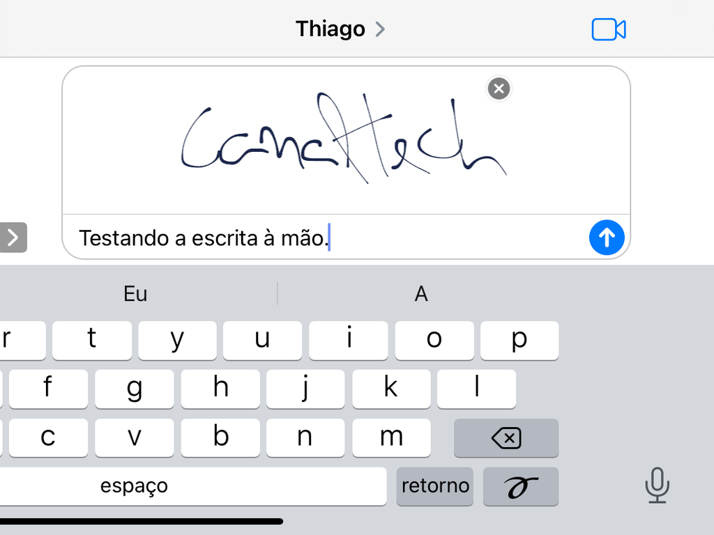 Se você quiser, pode enviar um recado de texto juntamente com a mensagem escrita à mão - Captura de tela: Thiago Furquim (Canaltech)