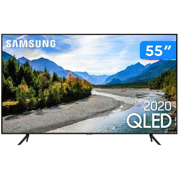 Smart TV 4K QLED 55” Samsung QN55Q60TAGXZD - Wi-Fi Bluetooth HDR 3 HDMI 2 USB