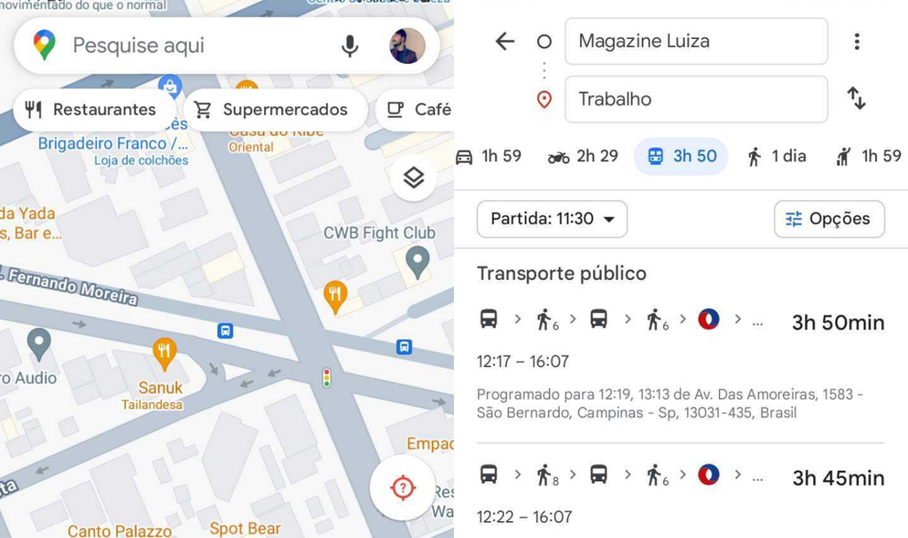 O Google Maps é o app para você conferir os melhores caminhos para chegar em um destino (Imagem: Captura de tela/Fabrício Calixto/Canaltech)