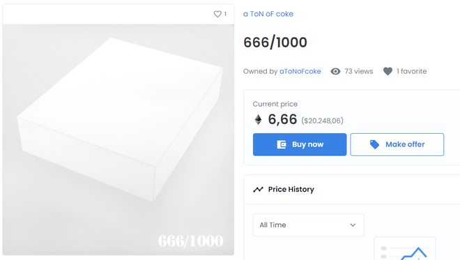 O pacote mais caro de todos, o de número 666, custa 6 ETH (R$ 16 mil reais, aproximadamente) (Imagem: Reprodução/OpenSea)
