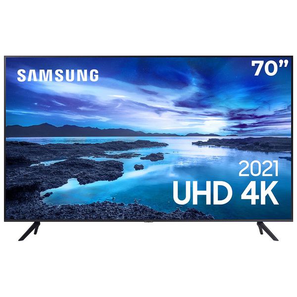 Smart TV 70" UHD 4K Samsung 70AU7700, Processador Crystal 4K, Tela sem limites, Visual Livre de Cabos, Alexa built in, Controle Único