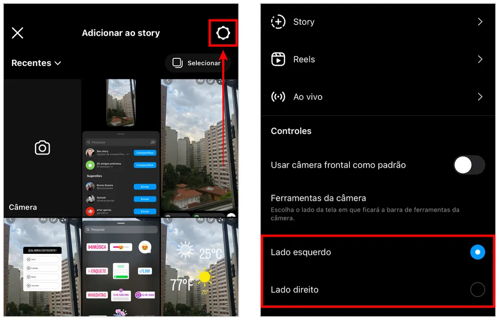 Como mudar o menu lateral no Stories do Instagram (Captura de tela: Caio Carvalho)