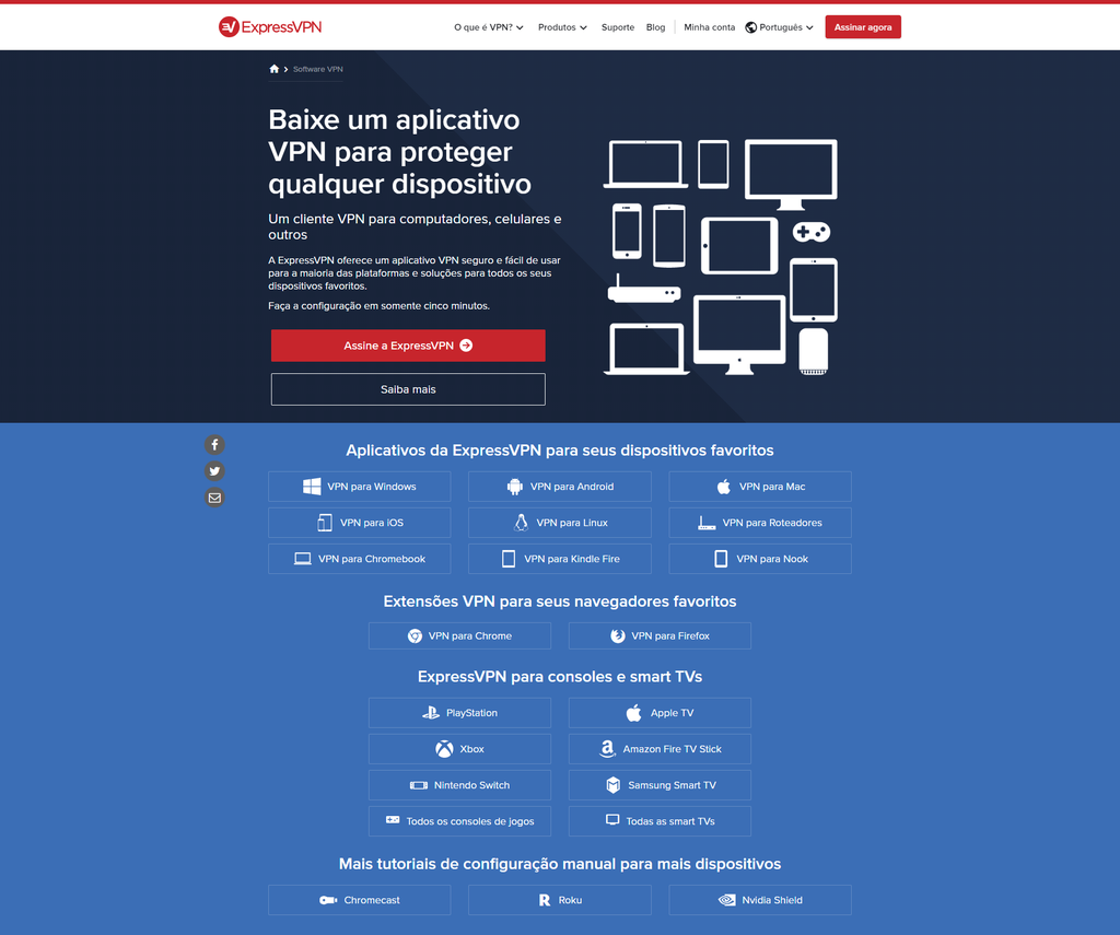Além dos 30 dias de testes gratuitos, o ExpressVPN chama atenção pelo amplo suporte a diversas plataformas