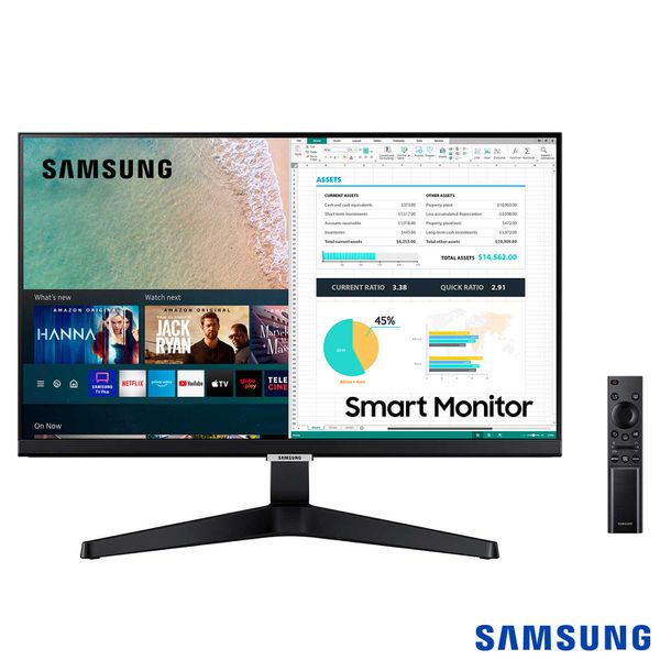 Smart Monitor 24" Samsung LCD com Plataforma Tizen, Tap View, HDMI, Bluetooth, HDR, Preto, Série M5 - LS24AM506NLMZD