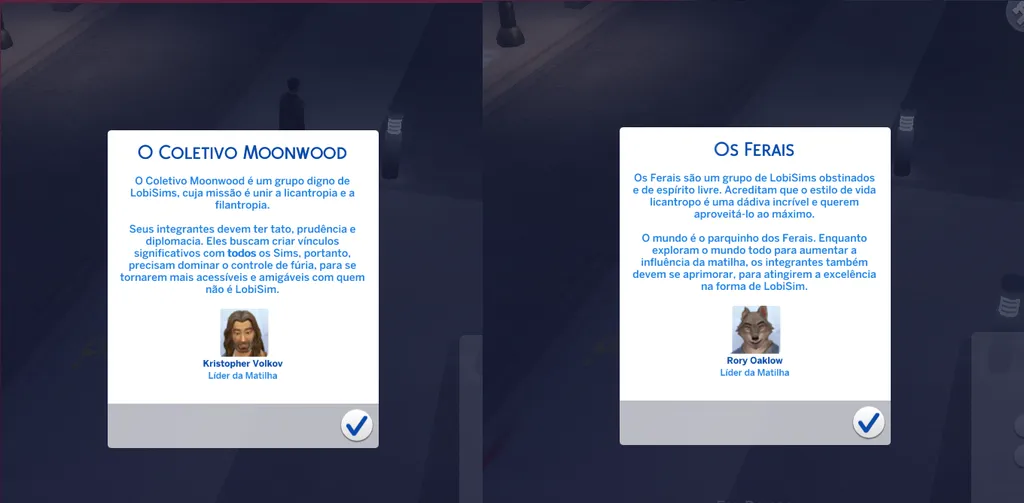 As duas matilhas que protagonizam The Sims 4 LobiSims (Imagem: Captura de tela/Nathan Vieira/Canaltech)