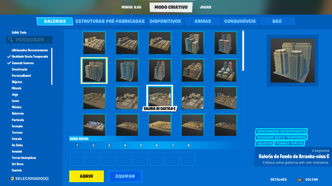 Você pode escolher vários modelos de construções (Captura de tela: Canaltech/Felipe Freitas)