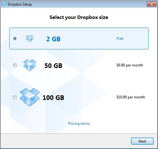 Seleção de planos Dropbox Seleção de planos Dropbox