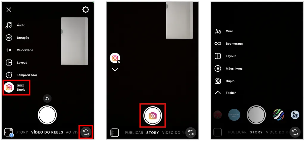 Veja como usar as duas câmeras do celular para fazer Stories e Reels no Instagram (Captura de tela: Kris Gaiato)