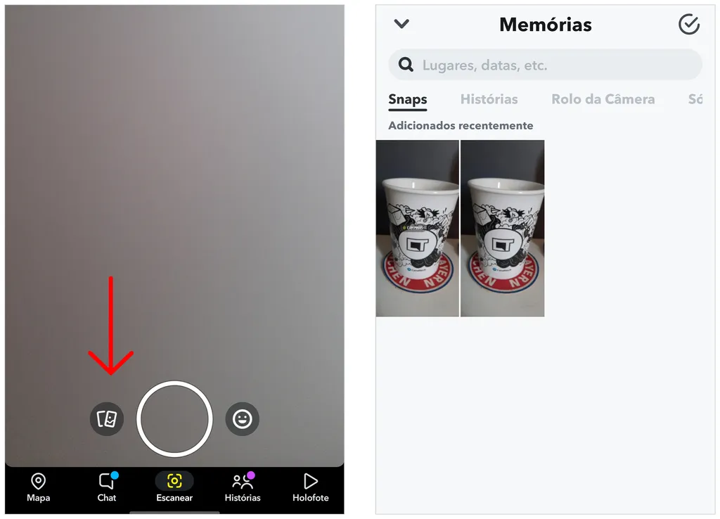 Confira como ver as fotos salvas no Snapchat (Captura de tela: André Magalhães)