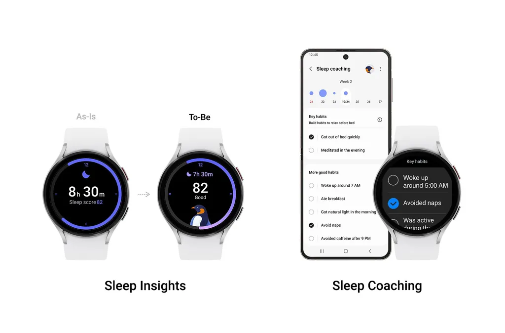 O novo sistema operacional para relógios da Samsung deve oferecer dicas para melhorar o sono (Imagem: Divulgação/Samsung)