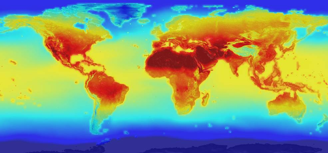 Mapa com representações de previsões de mudanças na temperatura global e precipitação até 2100 (Imagem: Reprodução/NASA)