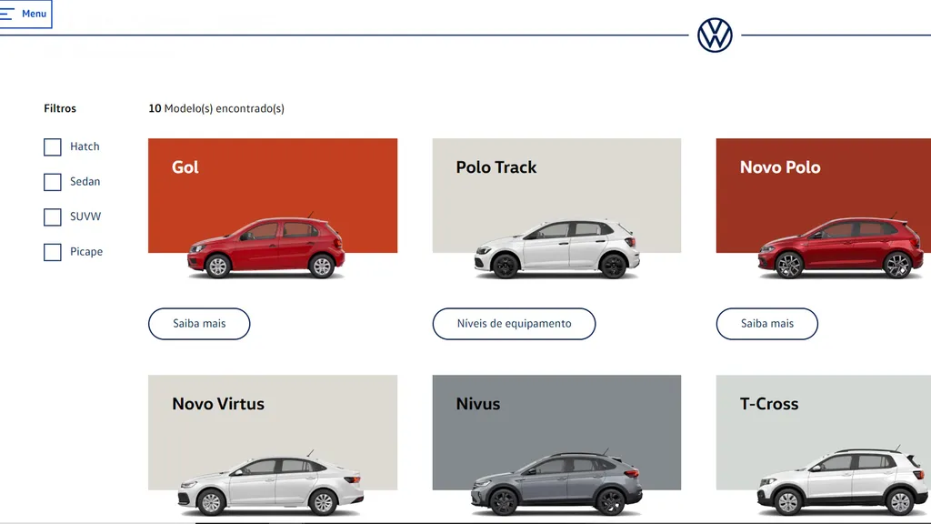 Polo Track tem configurador exclusivo no site, separado dos demais da "família" (Imagem: Divulgação/Volkswagen)